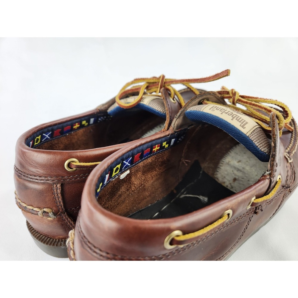 Timberland Classic 2 Eye Boat Shoes Men 9.5 Wide Brown Leather Deck Earthkeepers - Picture 13 of 16